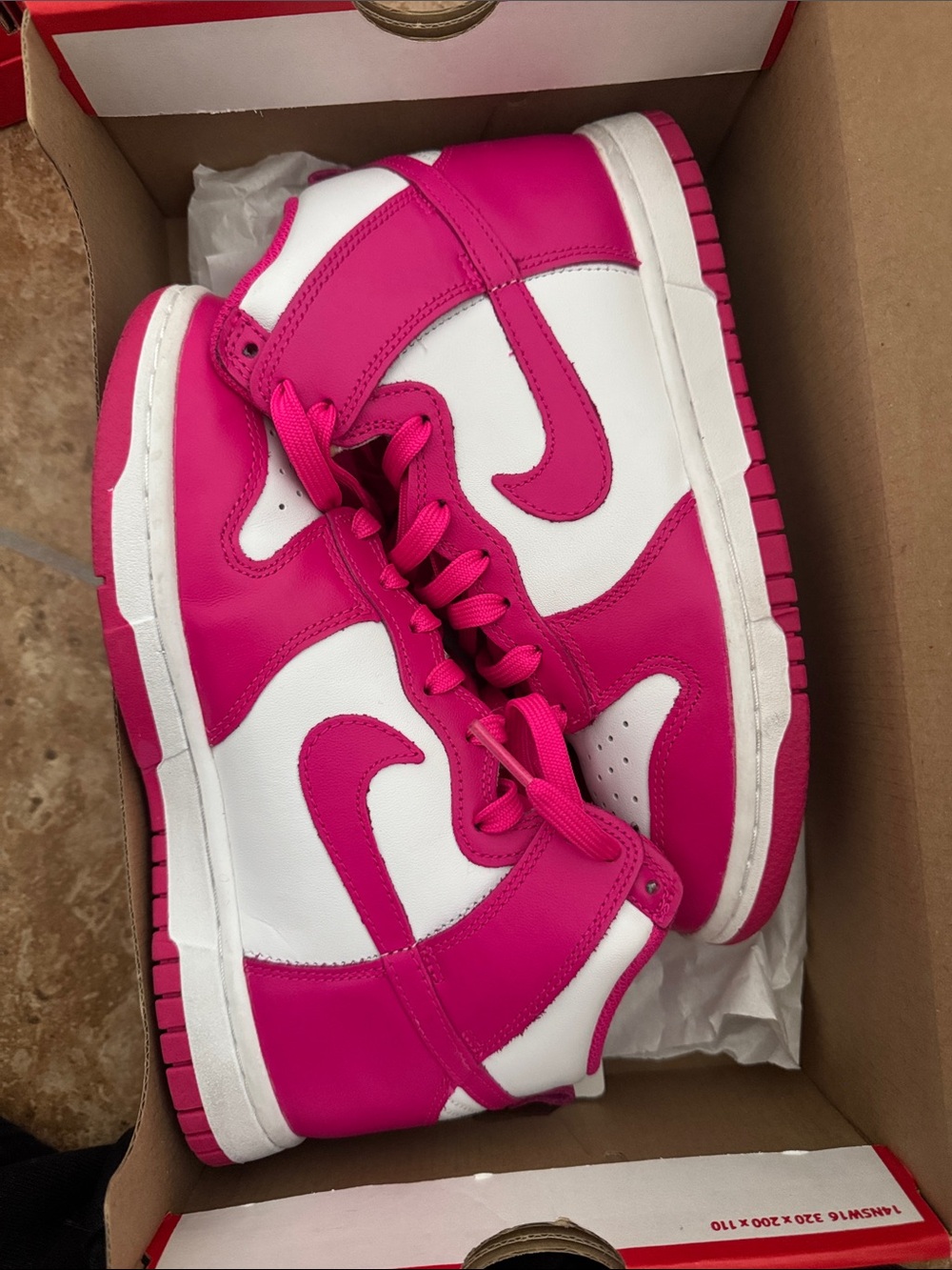 Nike Pink and White High-Top Sneakers